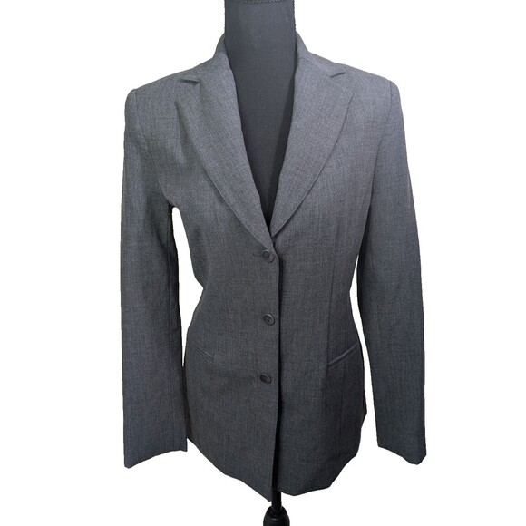 LAUNDRY By Shelli Segal VTG Blazer Jacket Gray 3 Button Career Business Size 4 - Picture 1 of 15